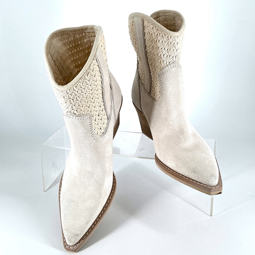 Dolce Vita Size 7.5 Cream Suede Crochet Western Ankle Boots NEW Rori $200 - Picture 11 of 15